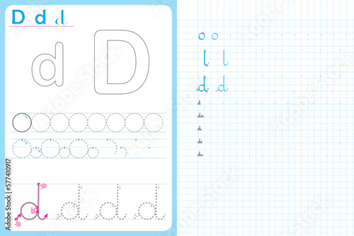 Writing alphabet letters educational activities for children at home and at school. worksheet for to teachers, parents, vector  file