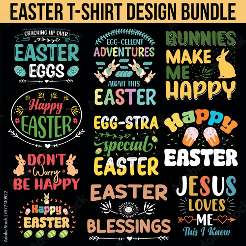 Easter t-shirt design bundle, easter design vector file for holiday greeting cards, invitations, banner, mug and t-shirt.