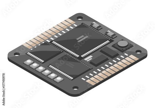 FC flight controller Circuit Board FPV Drone Racing freestyle Drone component parts isometric isolated illustration vector 