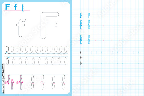 Writing alphabet letters educational activities for children at home and at school. worksheet for to teachers, parents, vector  file