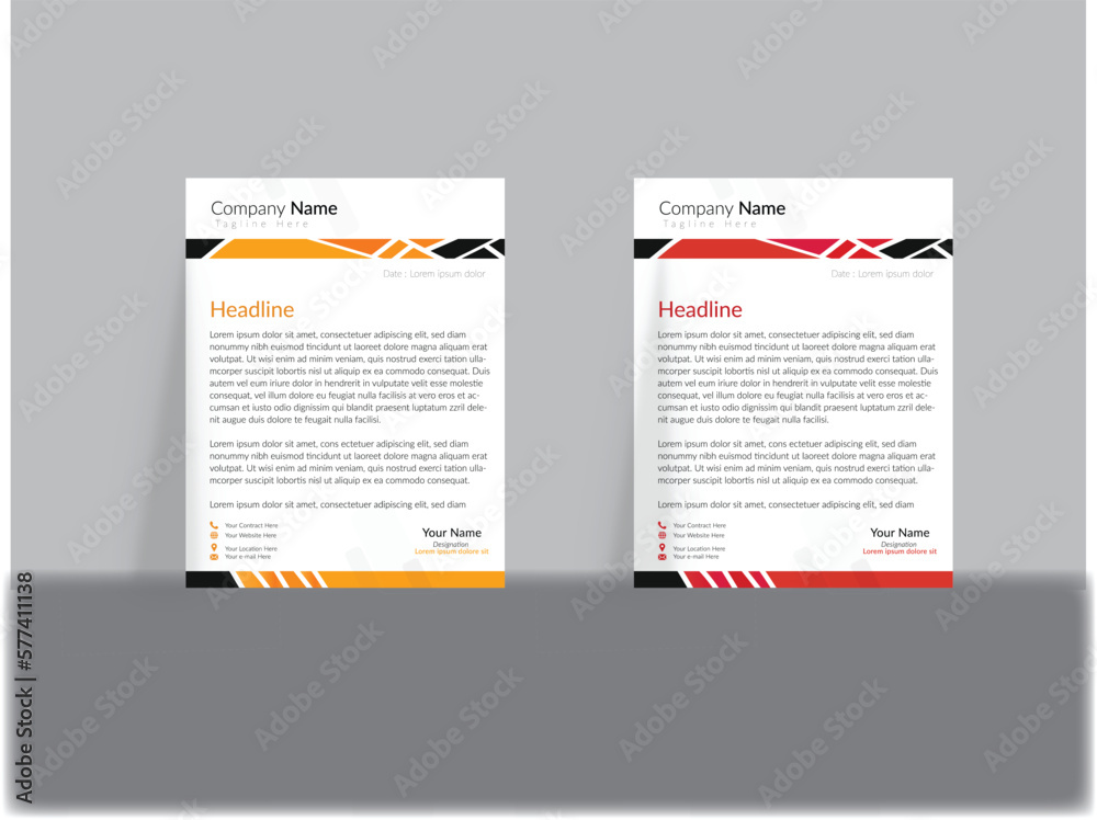 template with design,Clean and professional corporate company business letterhead template design with color variation bundle,Letterhead format template, business style letterhead design template. 