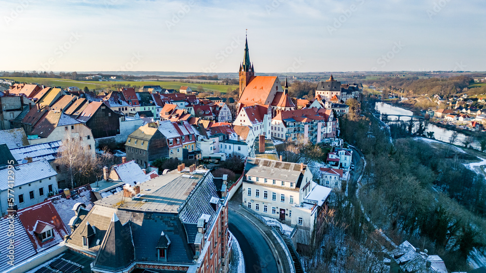 Obraz premium Leisnig in Mittelsachsen im Winter