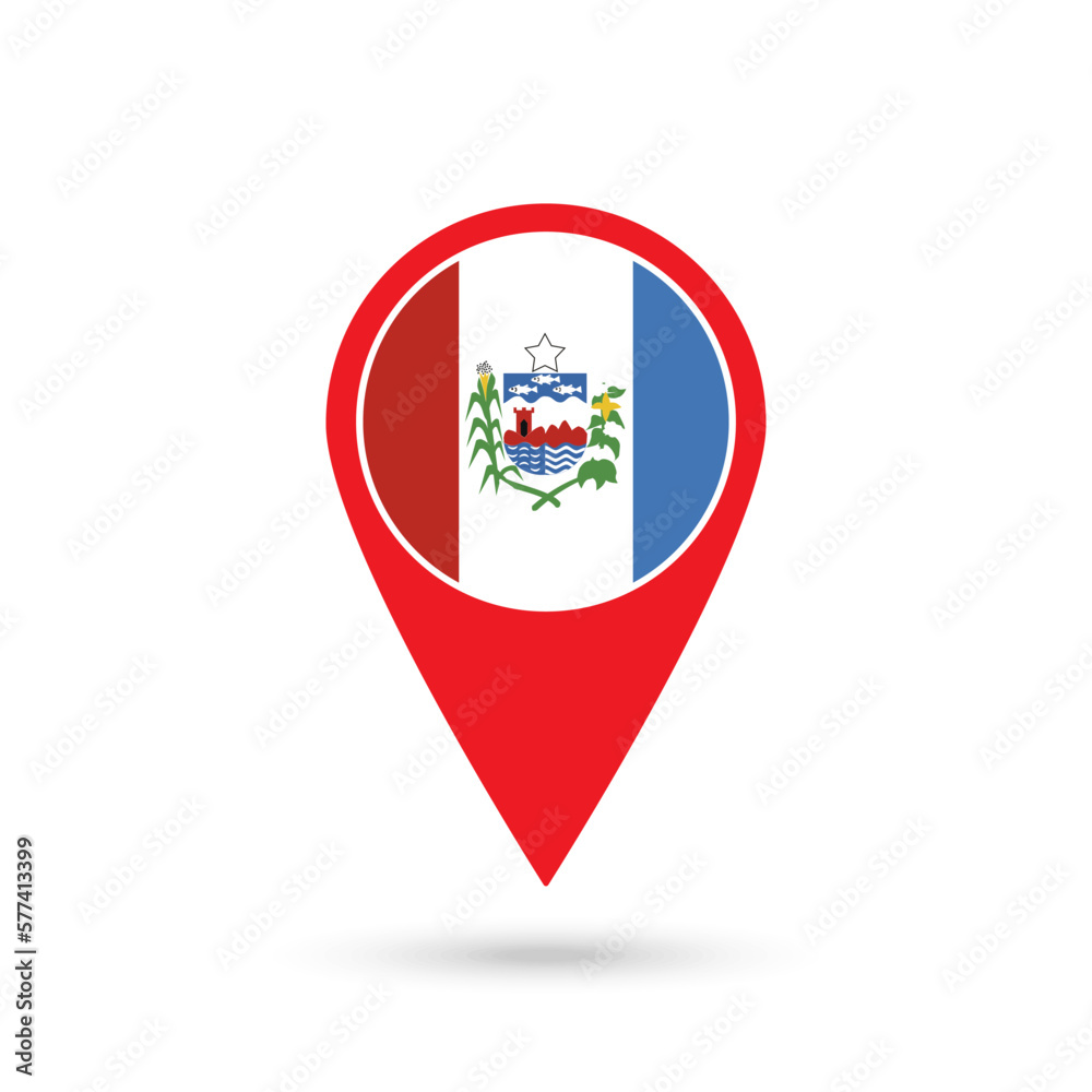 Map pointer with state Alagoas. Vector illustration. Map pointer with state Alagoas. Vector illustration.
