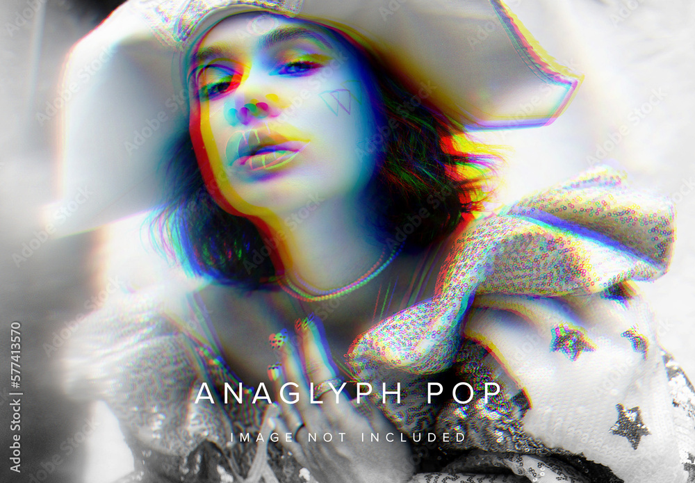 Colourful Anaglyph Photo Effect Mockup Stock Template | Adobe Stock