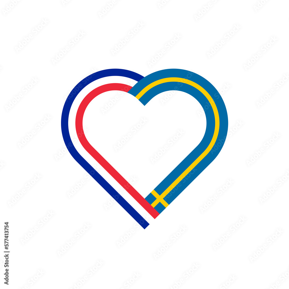 unity concept. heart ribbon icon of france and sweden flags. transparent png background unity concept. heart ribbon icon of france and sweden flags. transparent png background