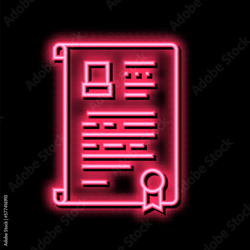 will death certificate neon glow icon illustration