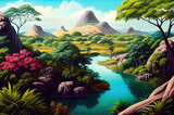 Belize landscape with wonderful river. Generative AI Art. Beautiful view.