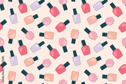 seamless pattern with colorful nail polish bottles - vector illustration