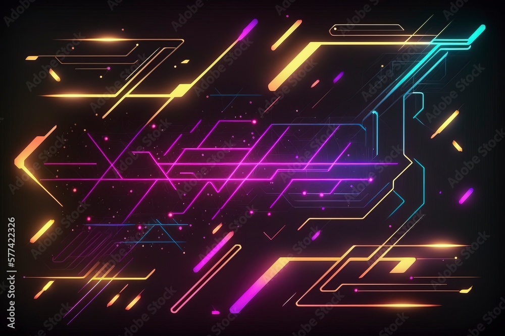 The technological cyberspace background of neon effect. AI technology generated imag The technological cyberspace background of neon effect. AI technology generated imag