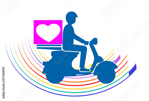 Motorcycle service Food delivery, Flat editable vector illustration, clip art