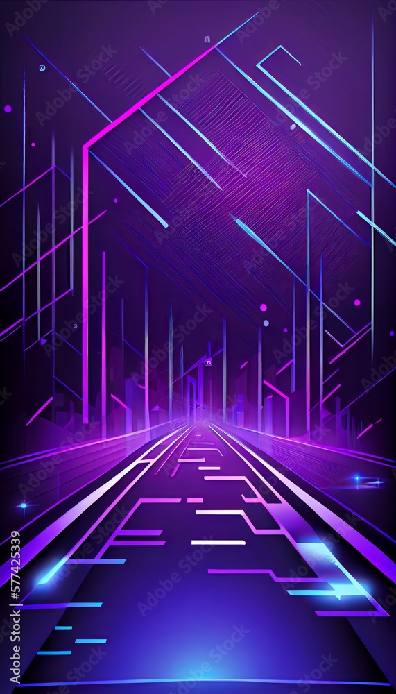 Abstract futuristic cityscape event poster Blue Purple Blue-Purple Gradient Multi-geometric Line Background, Generative AI Technology Abstract futuristic cityscape event poster Blue Purple Blue-Purple Gradient Multi-geometric Line Background, Generative AI Technology