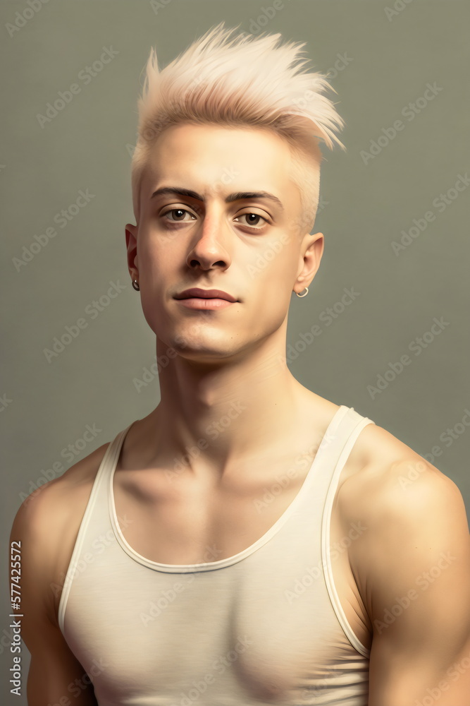 portrait of blonde person in white top created with generative ai portrait of blonde person in white top created with generative ai