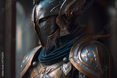 The game character elf in armor. Generative AI photo