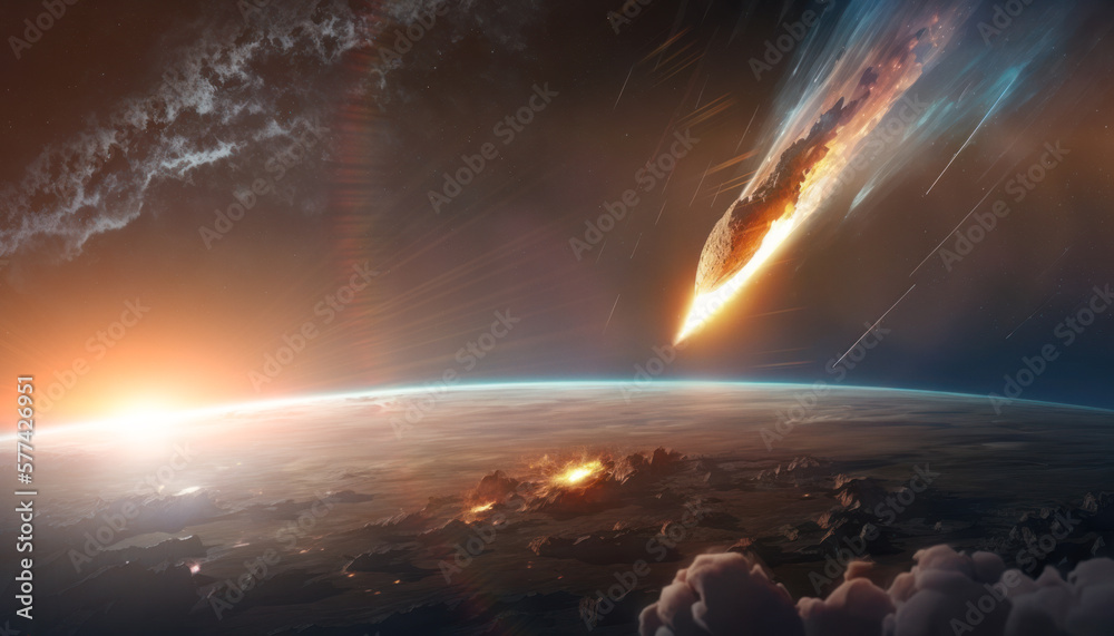 Asteroid approaching Earth and make Armagedon. Generative AI