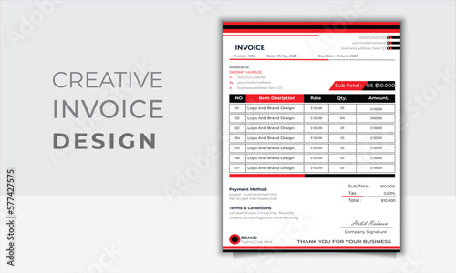 Business invoice form template, money bills or price invoices and payment agreement design templates.