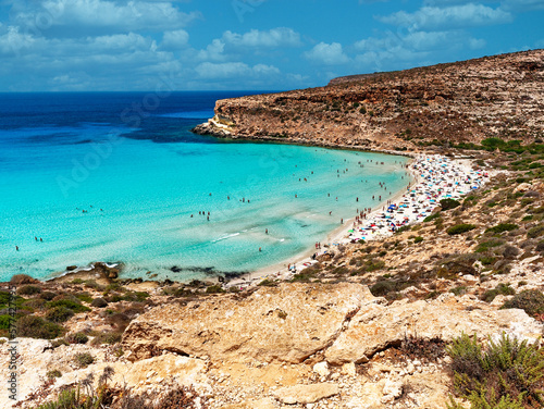 Tableau sur toile Rabbit beach Lampedusa Sicily paradise beach Spiaggia dei Conigli
