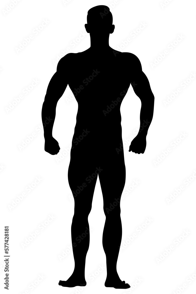 Fototapeta premium muscular athletic bodybuilder in relaxed pose black silhouette