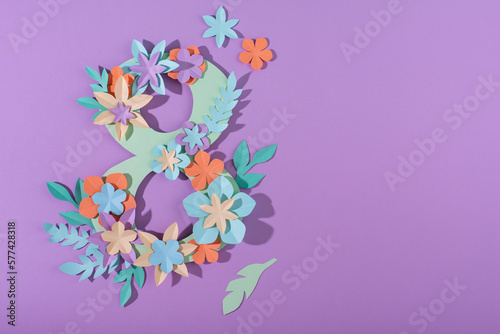 Women's Day 8 March greeting card from paper flowers