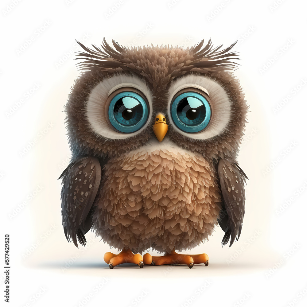 Naklejka premium Owl Isolated on White Background. Generative AI