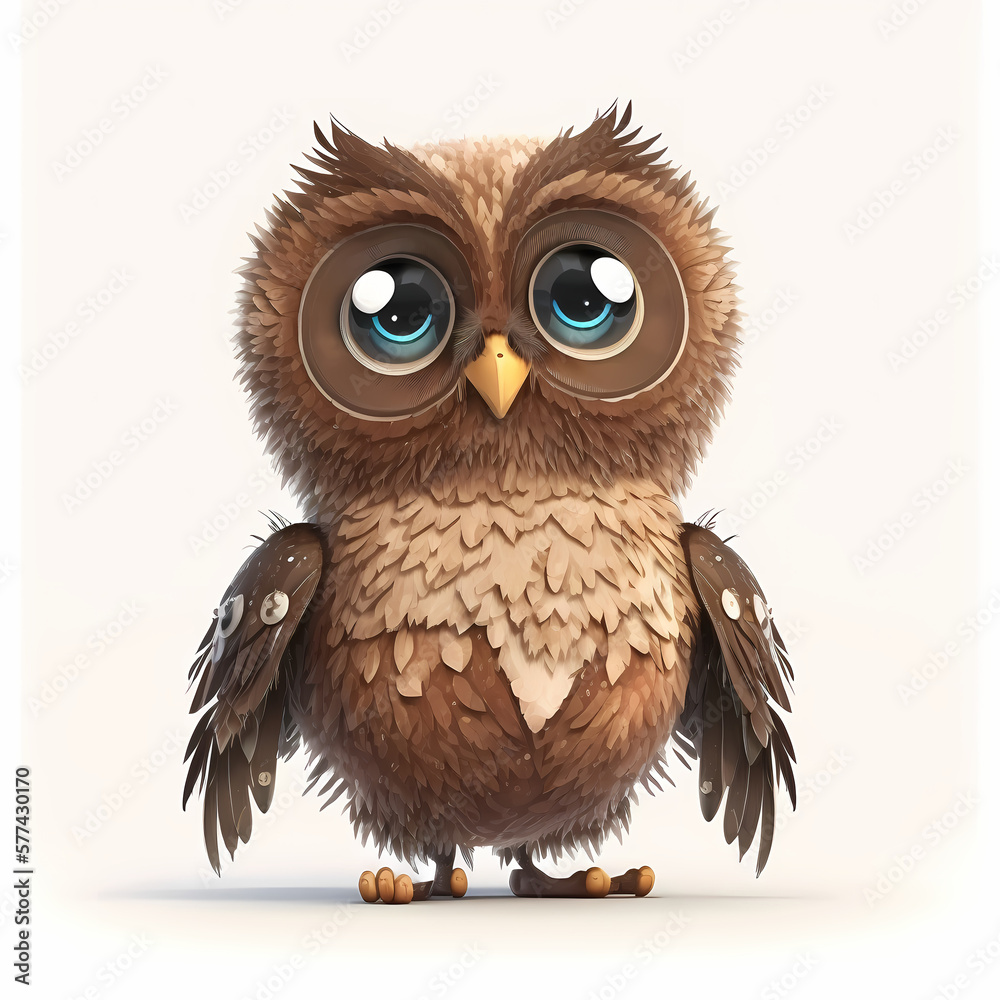 Naklejka premium Owl Isolated on White Background. Generative AI