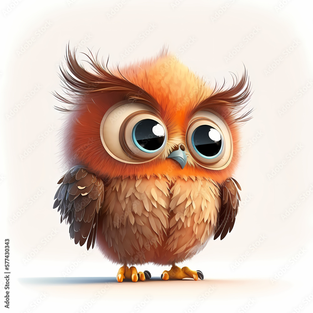 Owl Isolated on White Background. Generative AI Owl Isolated on White Background. Generative AI