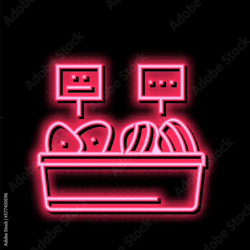 tuna fish meat in container neon glow icon illustration