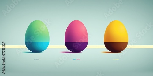 Happy Easter concept. Color Easter eggs on green background  AI generative.