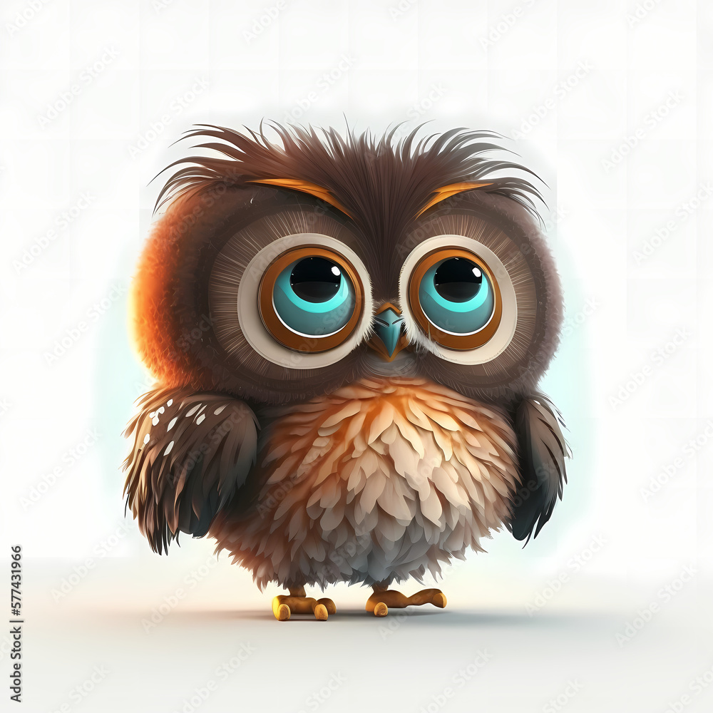 Owl Isolated on White Background. Generative AI Owl Isolated on White Background. Generative AI