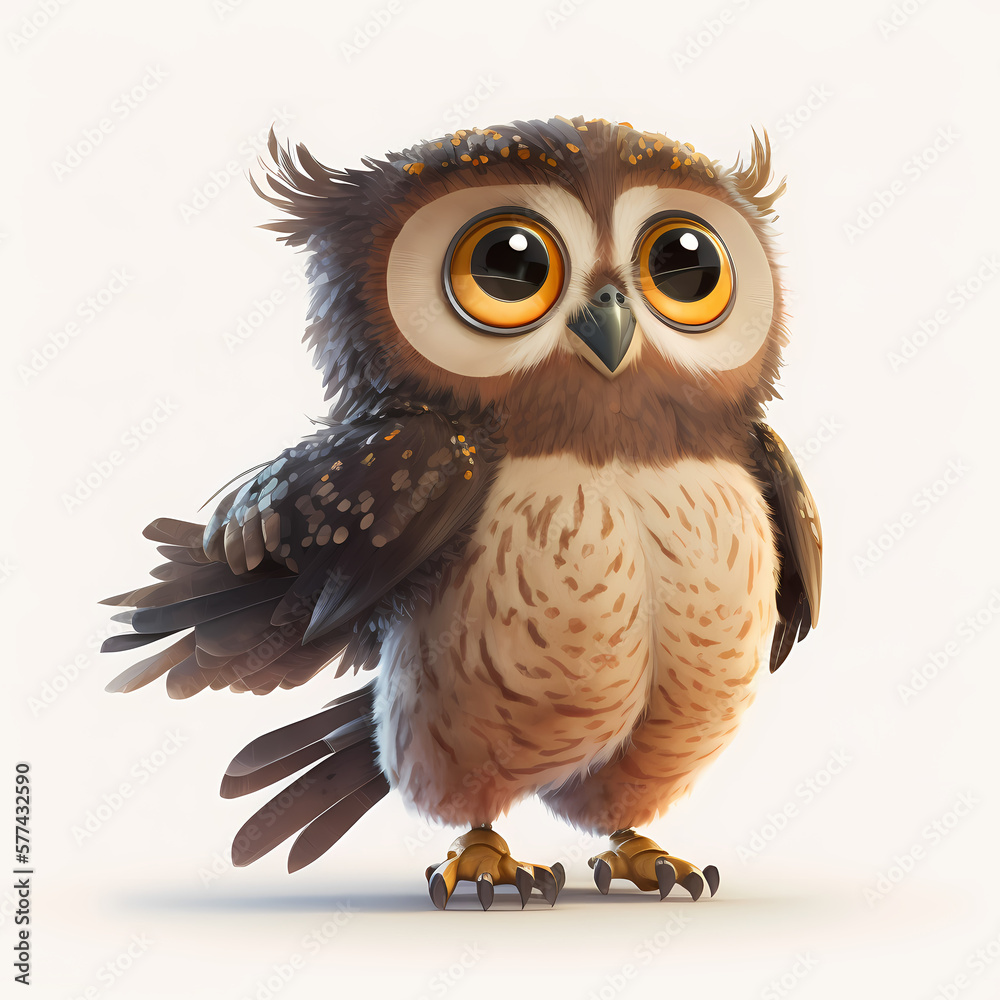 Owl Isolated on White Background. Generative AI Owl Isolated on White Background. Generative AI