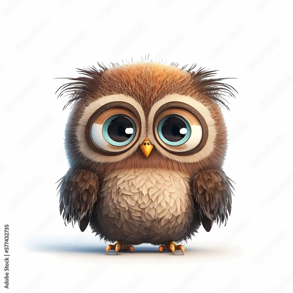 Fototapeta premium Owl Isolated on White Background. Generative AI