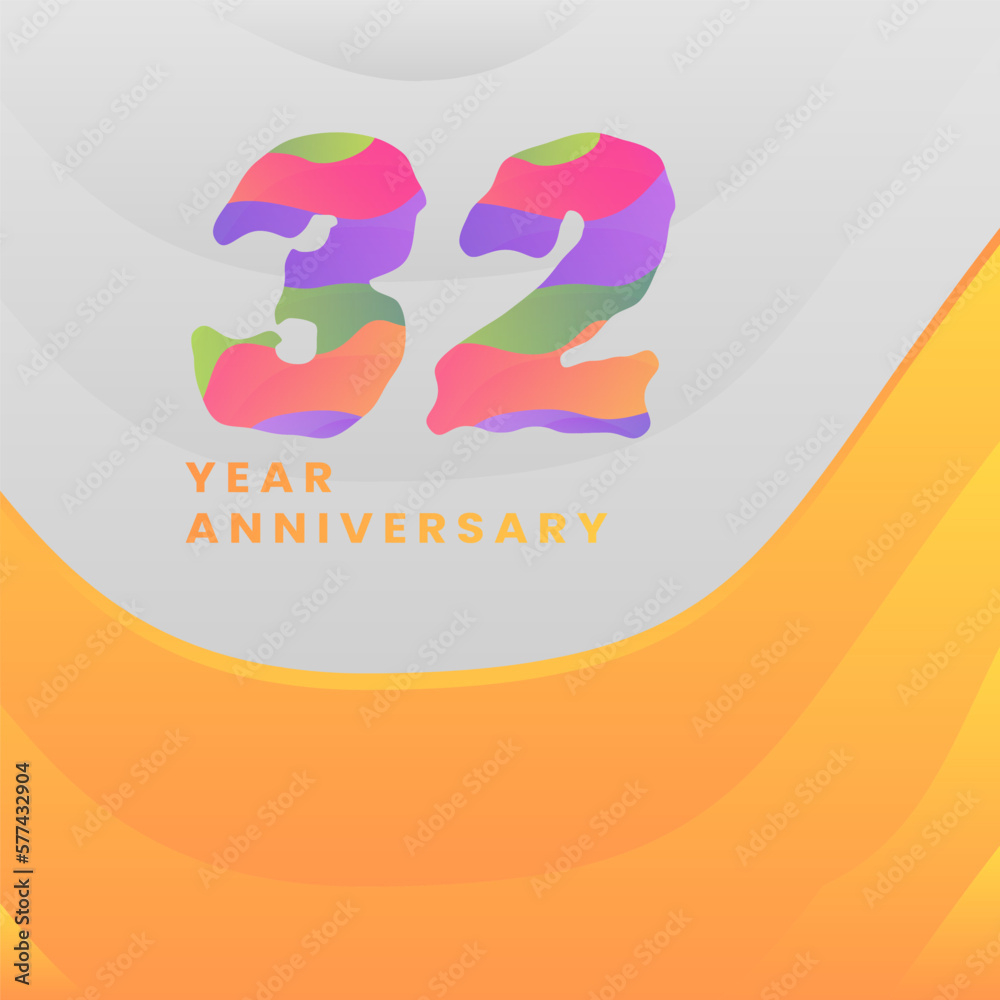 32 Years Annyversary Celebration. Abstract numbers with colorful templates. eps 10. 32 Years Annyversary Celebration. Abstract numbers with colorful templates. eps 10.