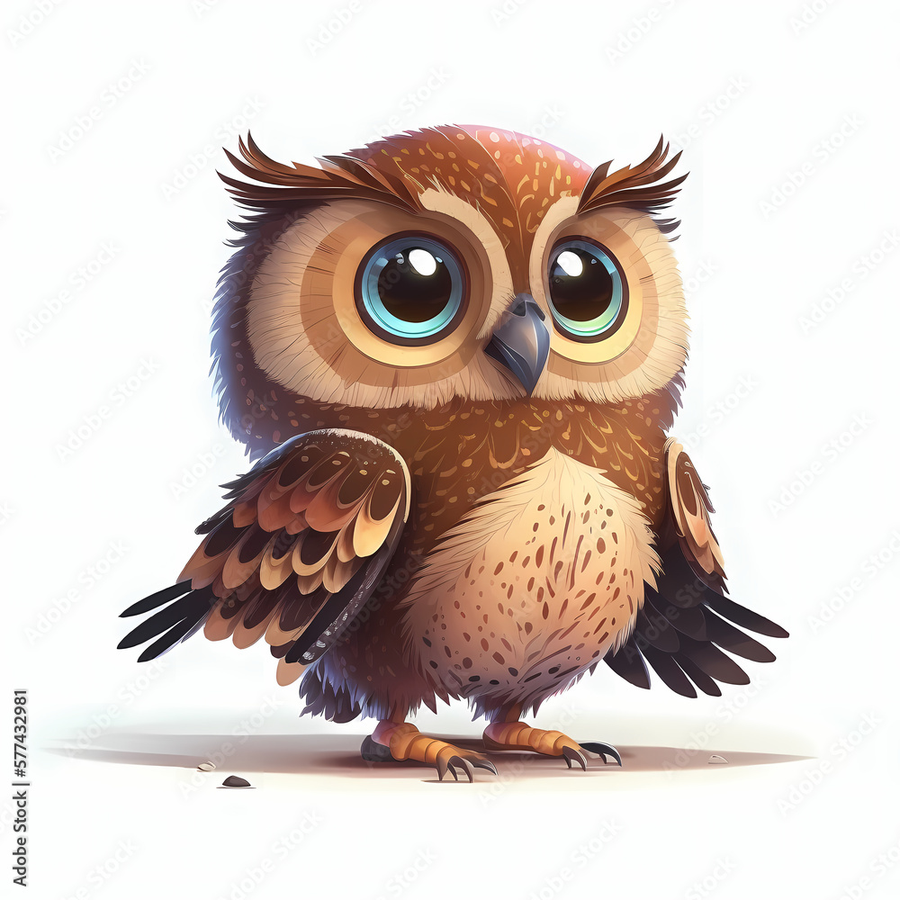 Naklejka premium Owl Isolated on White Background. Generative AI
