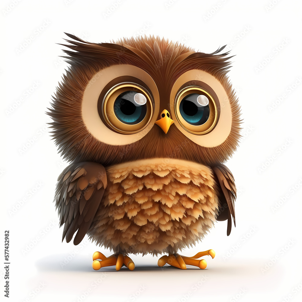 Naklejka premium Owl Isolated on White Background. Generative AI