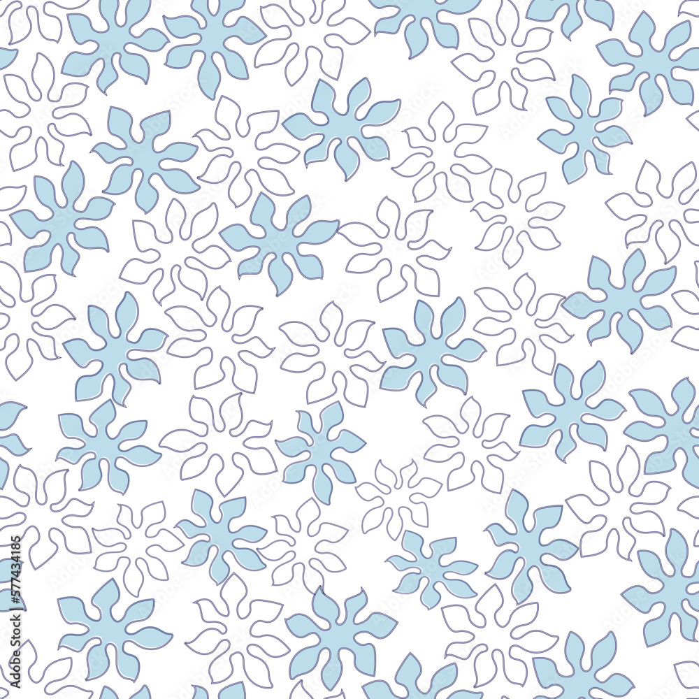 Trendy Floral Seamless Repeat Pattern Elegant Design Blue and White Floral Print - Pastel Color Print Minimal Simple Design for Fabrics, wallpaper, clothing, bedding etc