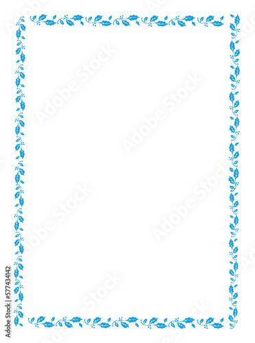 vector floral leaves blue frame for text and picture