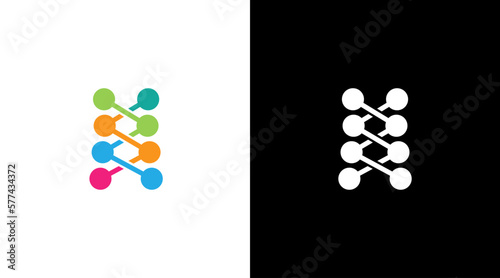 Community teamwork logo and helix diagram vector monogram icon Design template