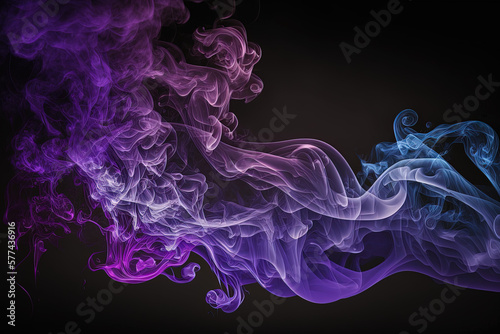 Beautiful and colorful smoke with black background. Generated AI