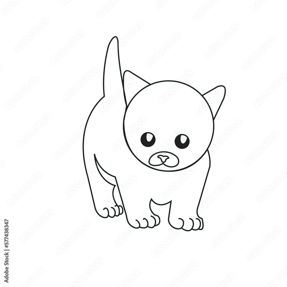 kitty cat coloring page Stock Vector | Adobe Stock