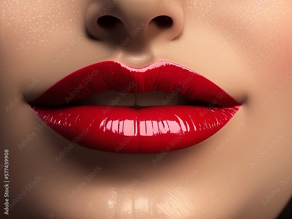 Women's painted lips. sexy women's lips, beautiful lips. women's day, copy place. generative ai Women's painted lips. sexy women's lips, beautiful lips. women's day, copy place. generative ai