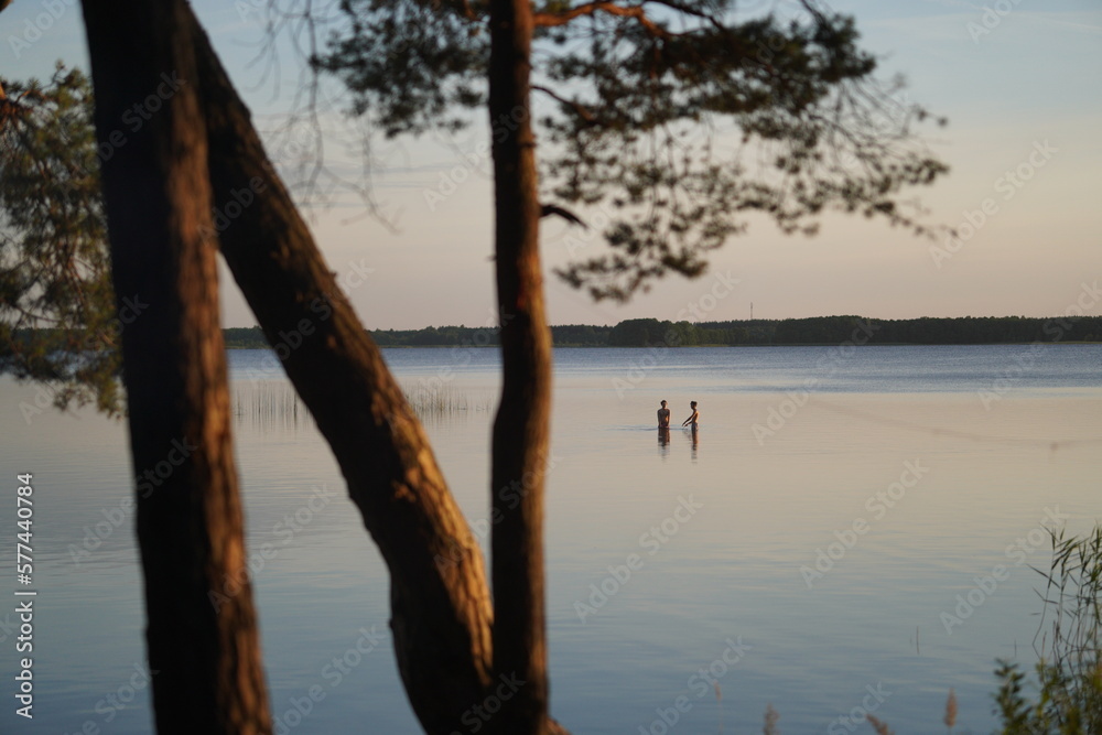 People in the lake