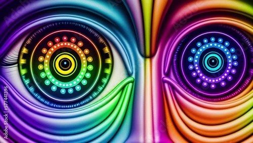The eyes of an alien creature awakens the concept of artificial intelligence, Technologies of our future, artificial intelligence generation.