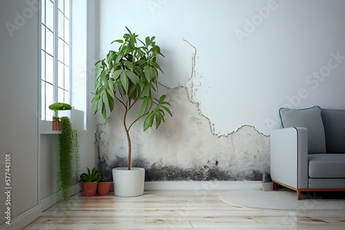 A Health Hazard in Your Home: Large Mildew Stains Discovered on Apartment Wall: Fototapet