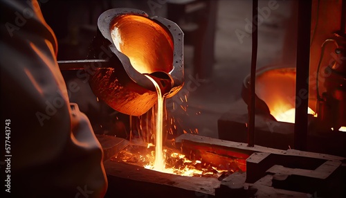 Smelting Steel to Perfection: Forging the Future of Metallurgy at Foundry Factory: Generative AI photo