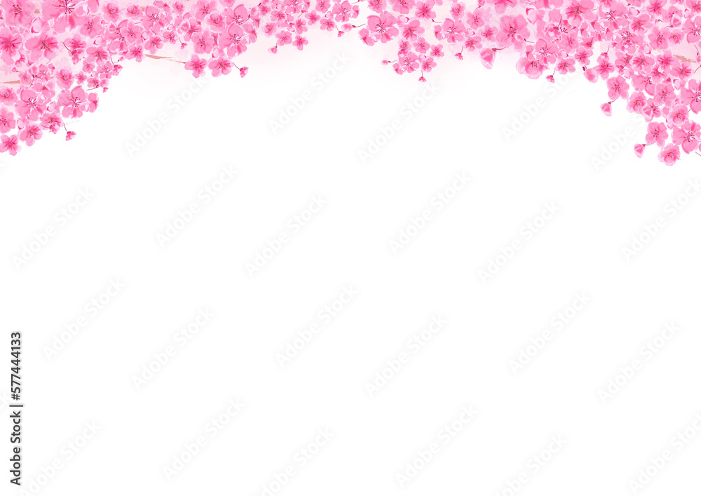 桜の花の手描き水彩風背景イラスト