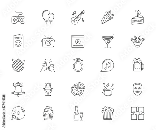 Set of party icon. Party festival pack symbol template for graphic. Vector illustration.