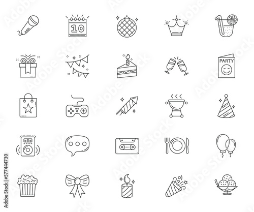 Set of party line icons. Vector illustration.