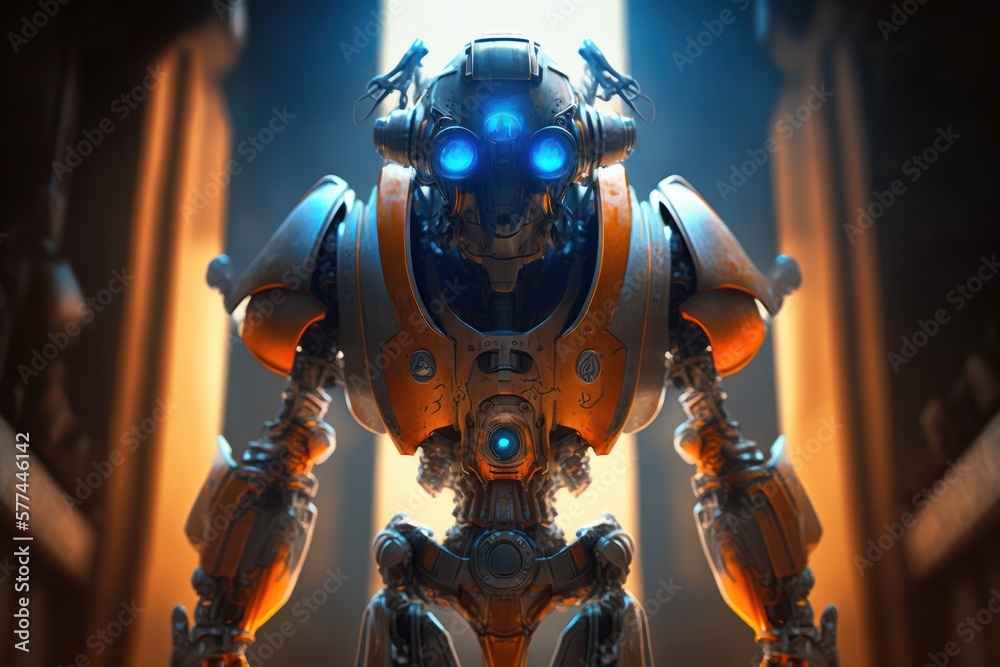 Modern robot in cinematic light - Generative AI Modern robot in cinematic light - Generative AI