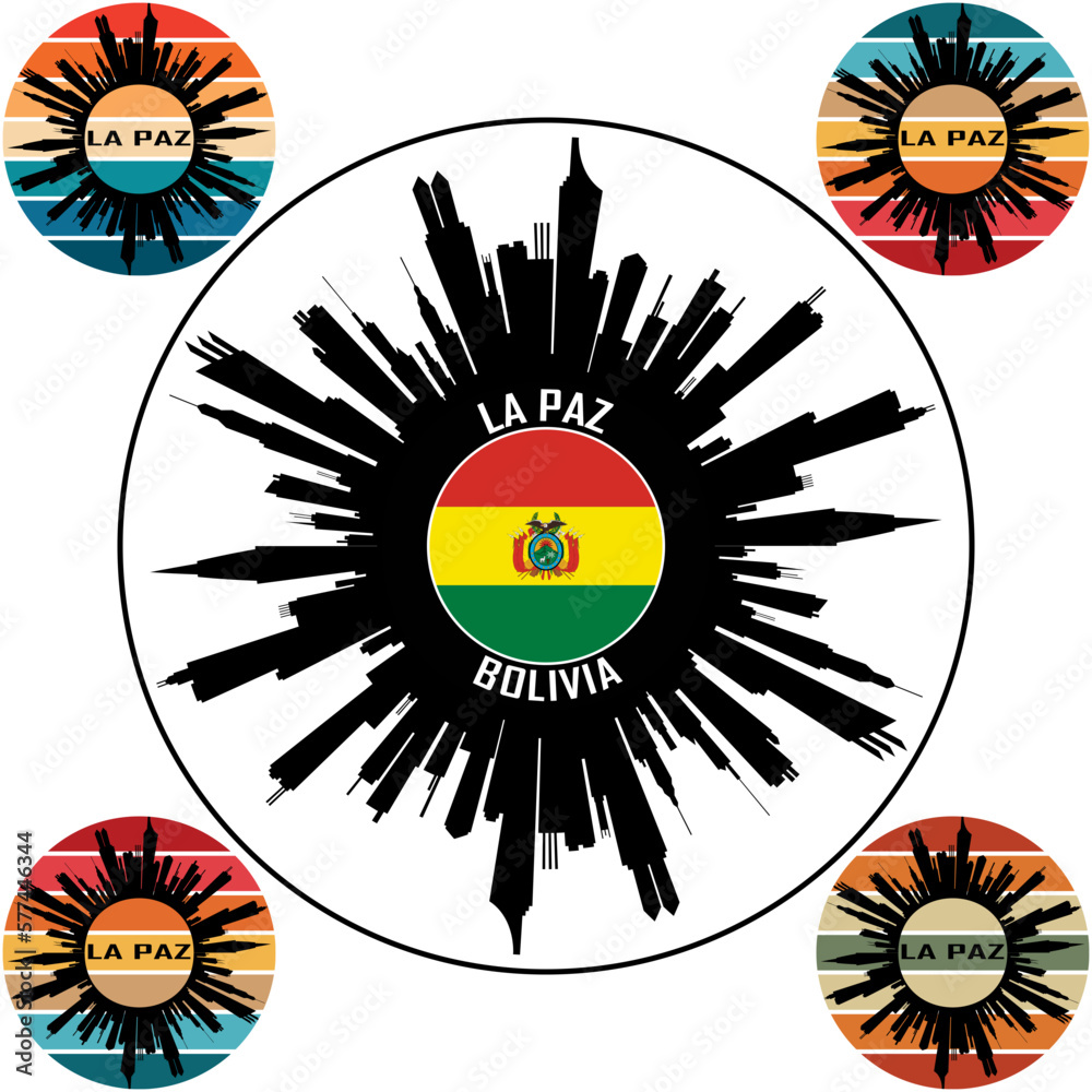 La Paz Bolivia Flag Skyline Silhouette La Paz Bolivia Lover Travel