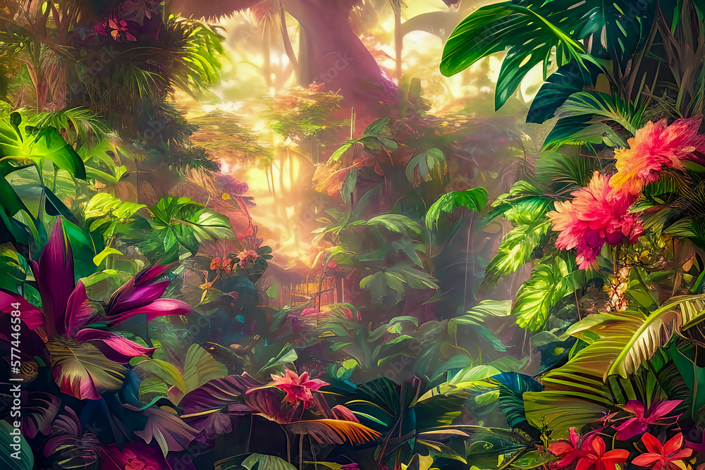 A Journey Through the Heart of the Jungle: A Captivating and Enchanting Painting