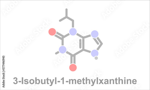 Simplified formula icon of 3-Isobutyl-1-methylxanthine.  photo